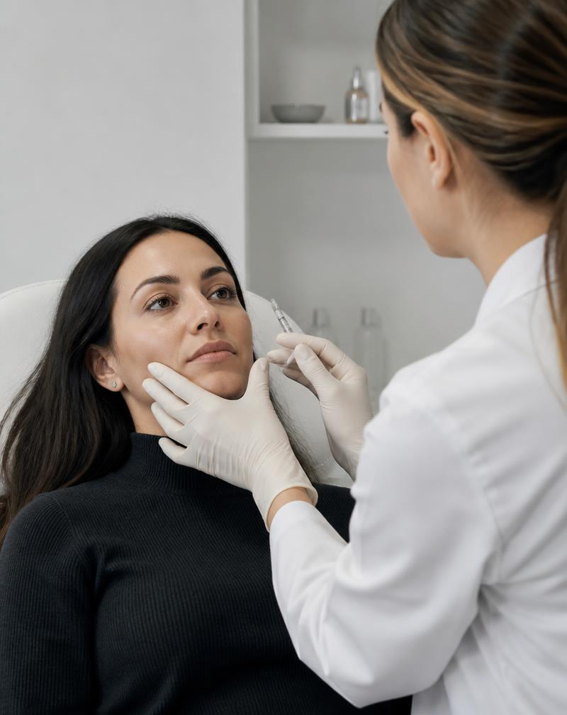 Clinician consulting with a client in a medspa