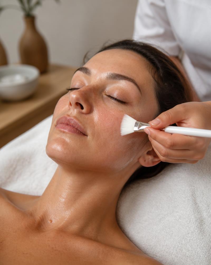 Facial treatment in a calm modern spa